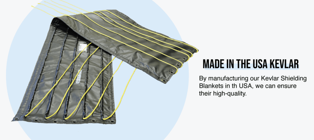 Photo showing a Kevlar ballistic blanket made in the USA by TotalShield.
