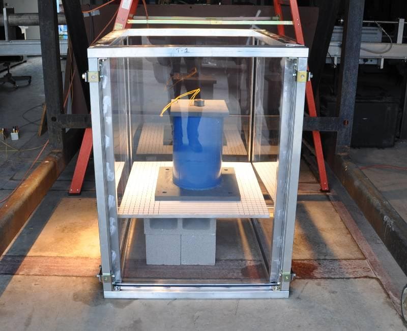 Test fixture for an enclosure.