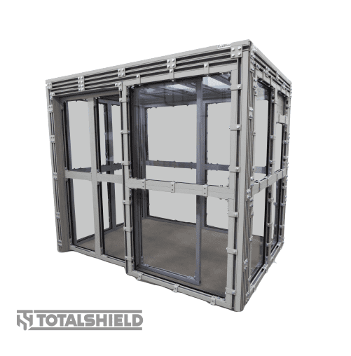 Gray, clear room enclosure for testing procedures.