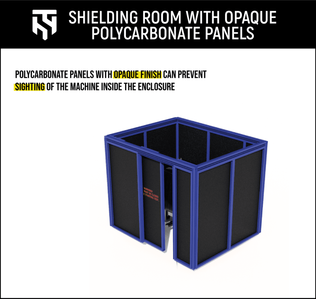 TotalShield’s Shield Room render showing polycarbonate panels with an opaque finish.