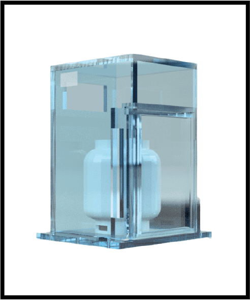Shielded enclosure for pneumatic testing.