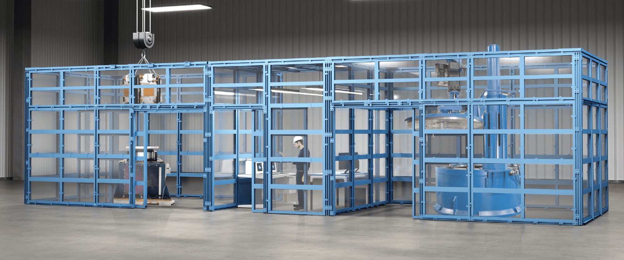 Large Shield room lab bays, render designed by TotalShield